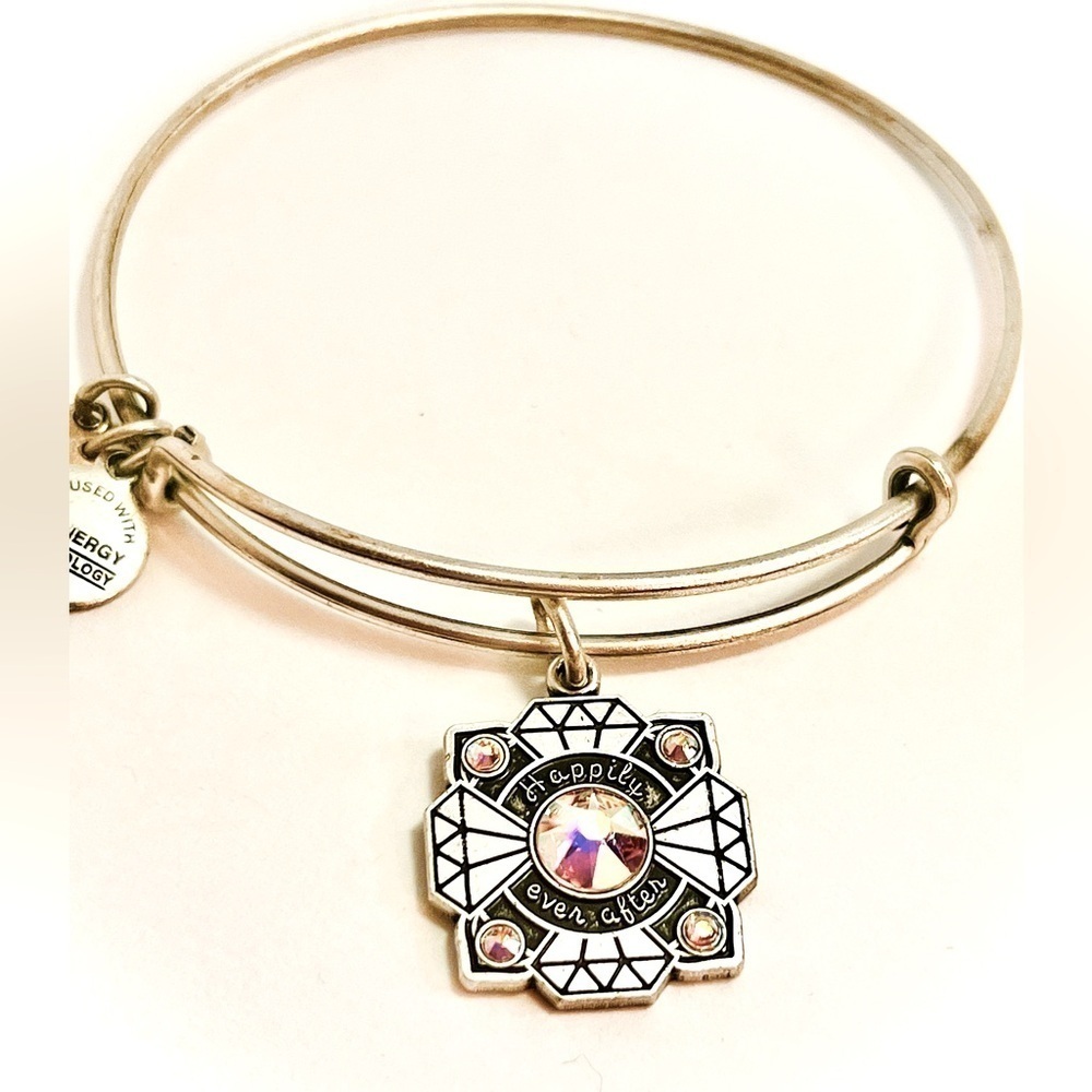 Alex and Ani "Happily Ever After" Bride Crystal Expandable Bracelet SIlver